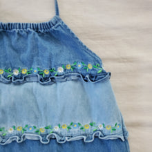 Load image into Gallery viewer, Vintage Denim Floral Halter Dress  5t/6
