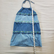 Load image into Gallery viewer, Vintage Denim Floral Halter Dress  5t/6
