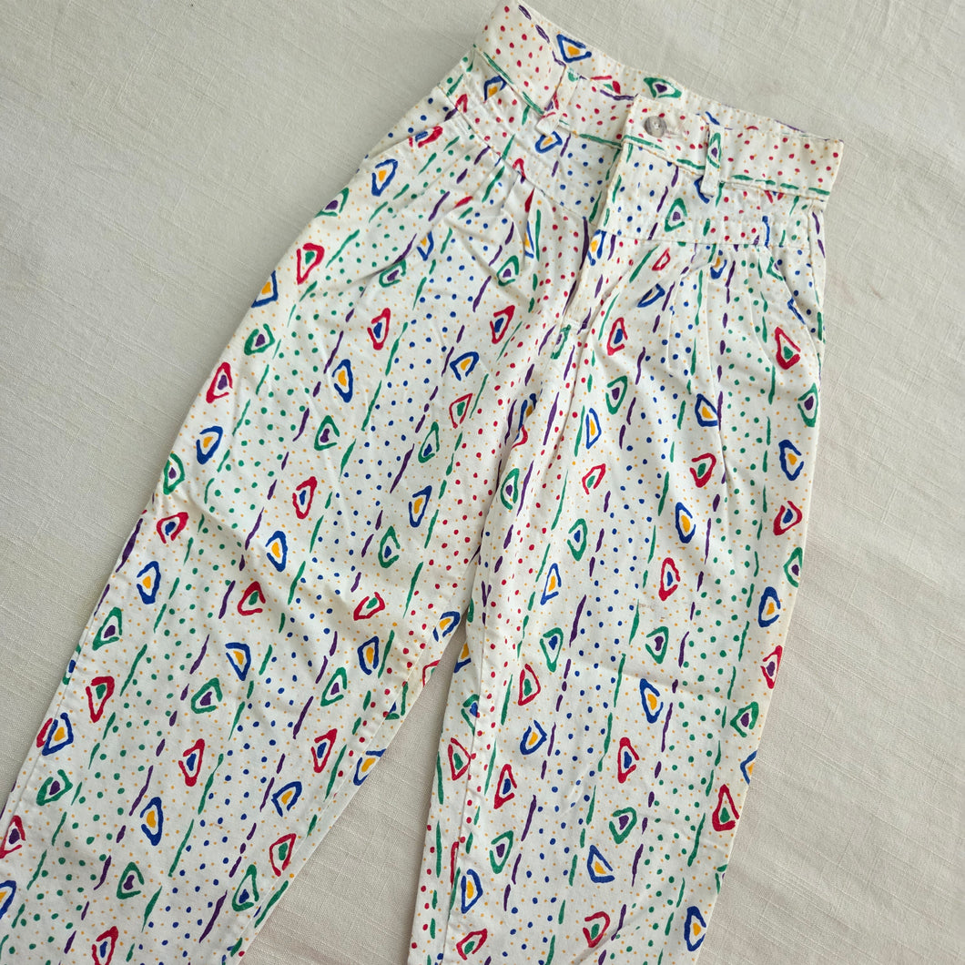 Vintage Squiggly Pattern Colorful Pants kids 7 SLIM