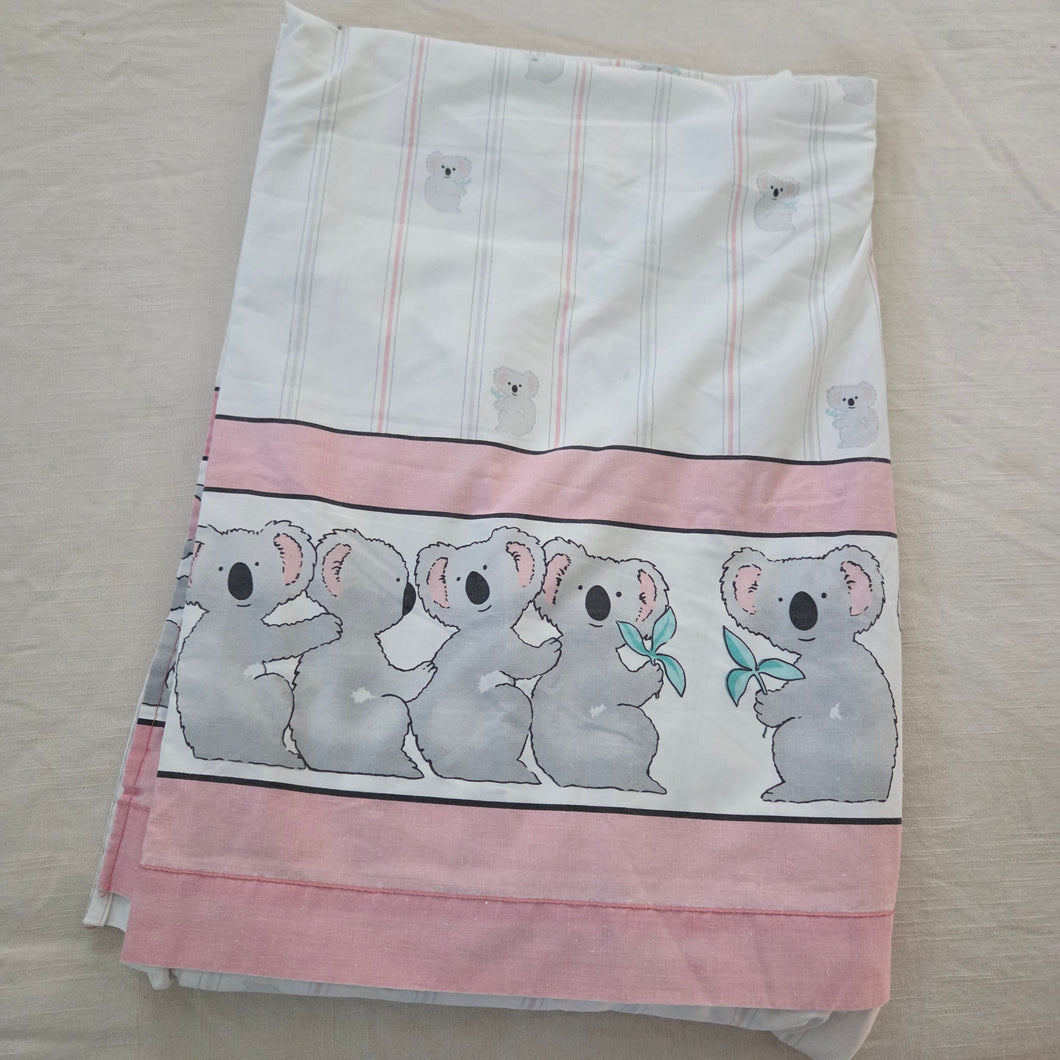 Vintage Koala Bears Striped Twin Flat Sheet