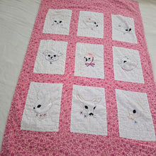 Load image into Gallery viewer, Vintage Animal Embroidered Floral Toddler Quilted Blanket
