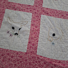 Load image into Gallery viewer, Vintage Animal Embroidered Floral Toddler Quilted Blanket
