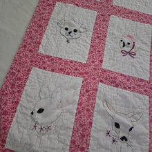 Load image into Gallery viewer, Vintage Animal Embroidered Floral Toddler Quilted Blanket
