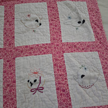 Load image into Gallery viewer, Vintage Animal Embroidered Floral Toddler Quilted Blanket
