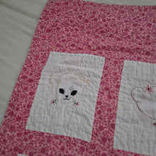 Load image into Gallery viewer, Vintage Animal Embroidered Floral Toddler Quilted Blanket

