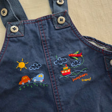 Load image into Gallery viewer, Vintage Travel Vehicles Embroidered Shortalls 6-9 months
