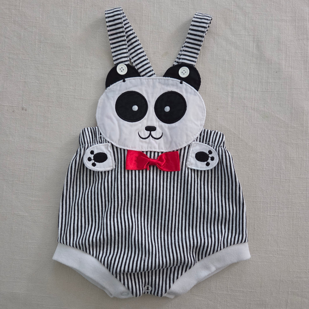 Vintage Panda Bear Striped Sunsuit 9-12 months