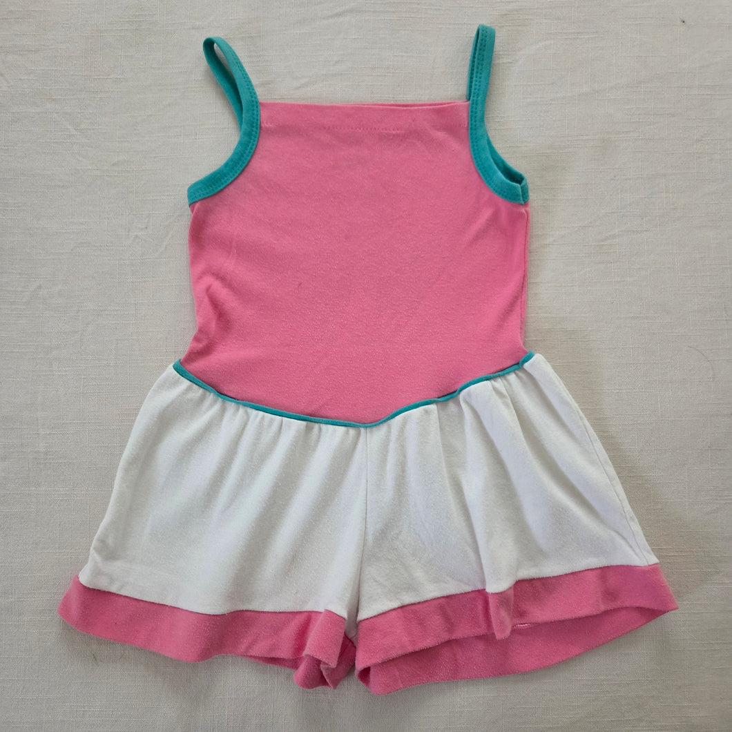 Vintage Pink/White Flowy Romper 5t/6