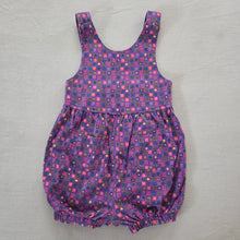 Load image into Gallery viewer, Vintage 90s Purple Flower Pattern Bubble Romper 2t/3t
