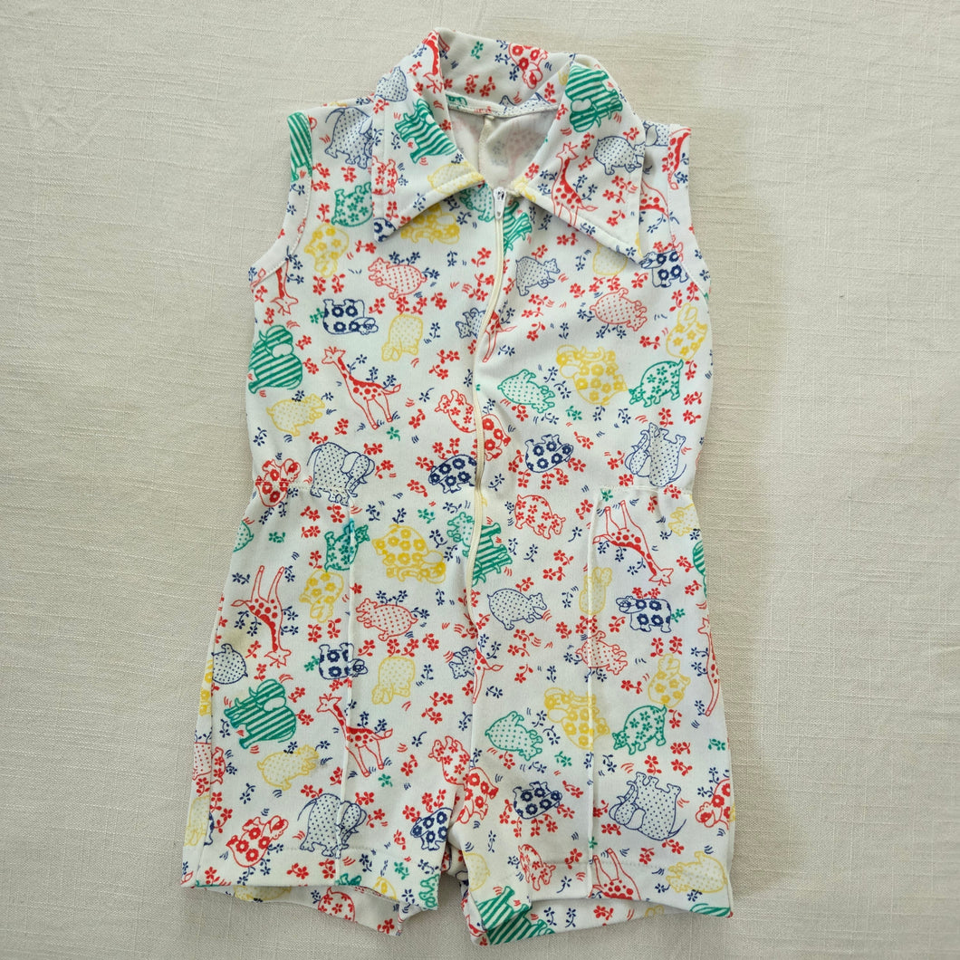 Vintage 70s Safari Animals Romper 2t/3t