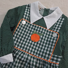 Load image into Gallery viewer, Vintage 70s Orange Green Gingham Dress 4t
