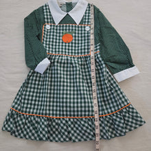 Load image into Gallery viewer, Vintage 70s Orange Green Gingham Dress 4t
