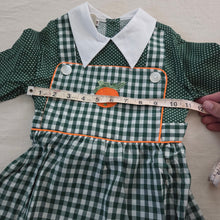 Load image into Gallery viewer, Vintage 70s Orange Green Gingham Dress 4t
