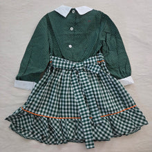 Load image into Gallery viewer, Vintage 70s Orange Green Gingham Dress 4t
