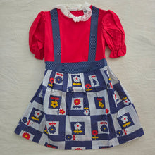 Load image into Gallery viewer, Vintage 70s Flower Red/Blue Dress 4t
