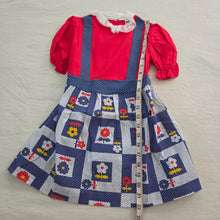 Load image into Gallery viewer, Vintage 70s Flower Red/Blue Dress 4t

