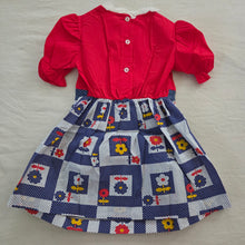 Load image into Gallery viewer, Vintage 70s Flower Red/Blue Dress 4t
