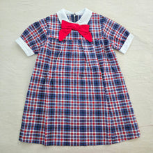Load image into Gallery viewer, Vintage 70s Plaid Bow Dress 4t
