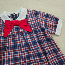 Load image into Gallery viewer, Vintage 70s Plaid Bow Dress 4t
