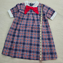 Load image into Gallery viewer, Vintage 70s Plaid Bow Dress 4t
