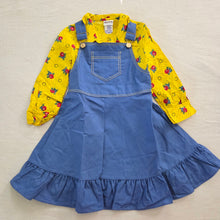 Load image into Gallery viewer, Vintage 70s Yellow Floral/Blue Dress 3t/4t
