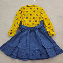 Load image into Gallery viewer, Vintage 70s Yellow Floral/Blue Dress 3t/4t
