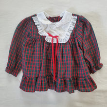 Load image into Gallery viewer, Vintage Christmas Plaid Long Sleeve Blouse 24 months
