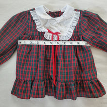 Load image into Gallery viewer, Vintage Christmas Plaid Long Sleeve Blouse 24 months
