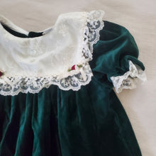 Load image into Gallery viewer, Vintage Green Velvet Dress 24 months
