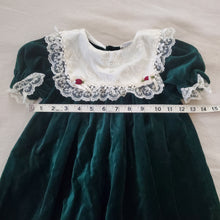 Load image into Gallery viewer, Vintage Green Velvet Dress 24 months
