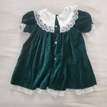 Load image into Gallery viewer, Vintage Green Velvet Dress 24 months
