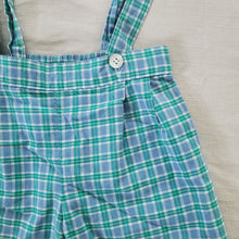 Load image into Gallery viewer, Vintage Blue/Green Plaid Suspender Shorts 2t/3t
