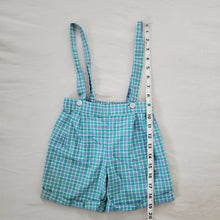 Load image into Gallery viewer, Vintage Blue/Green Plaid Suspender Shorts 2t/3t
