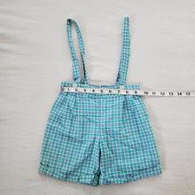 Load image into Gallery viewer, Vintage Blue/Green Plaid Suspender Shorts 2t/3t
