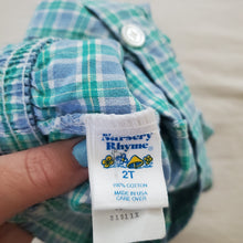 Load image into Gallery viewer, Vintage Blue/Green Plaid Suspender Shorts 2t/3t
