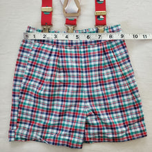 Load image into Gallery viewer, Vintage Plaid Sailboat Suspender Shorts 2t
