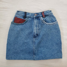 Load image into Gallery viewer, Vintage Plaid Jean Skirt kids 12/14
