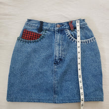 Load image into Gallery viewer, Vintage Plaid Jean Skirt kids 12/14
