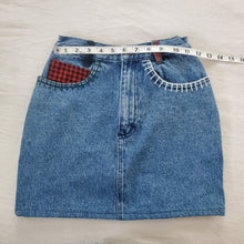 Load image into Gallery viewer, Vintage Plaid Jean Skirt kids 12/14
