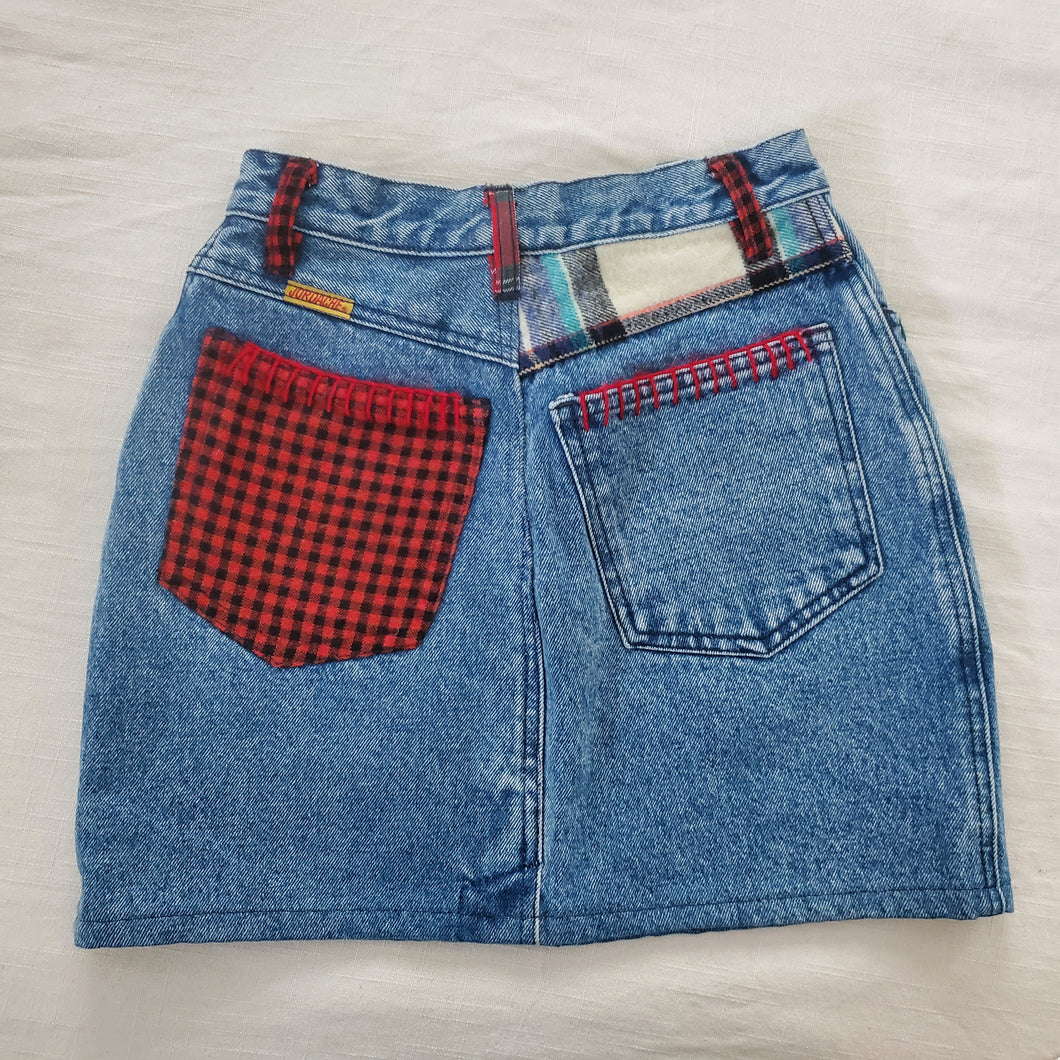 Vintage Plaid Jean Skirt kids 12/14