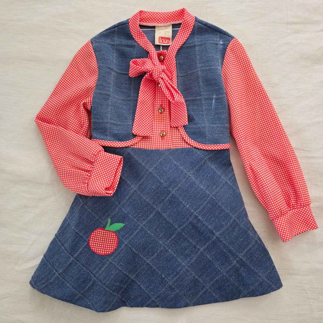 Vintage 70s Country Apple Dress 4t