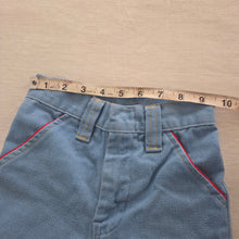 Load image into Gallery viewer, Vintage 70s Flared Colorful Pocket Blue Pants 5t
