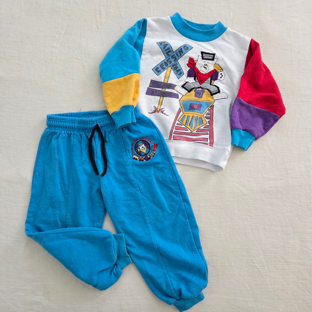 Vintage Bear Train Colorful Set 2t/3t