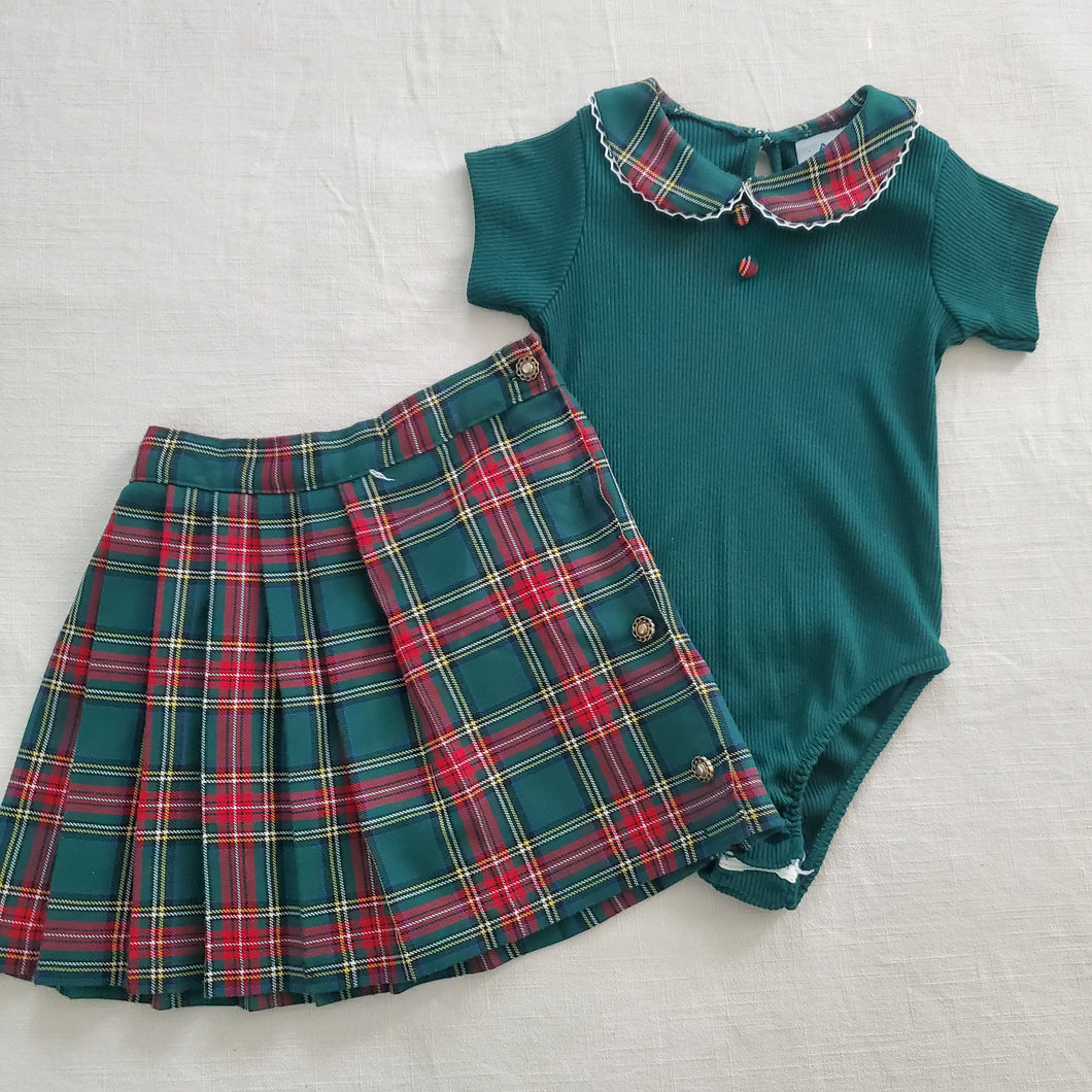 Vintage Tartan Skirt & Bodysuit Set 4t *flaw