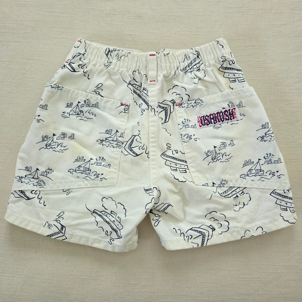 Vintage 90s Oshkosh Shorts White Sailboat 4/5T