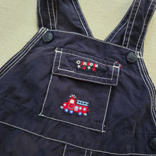 Load image into Gallery viewer, Vintage Y2K Oshkosh Navy Firetruck Shortalls 6-9m
