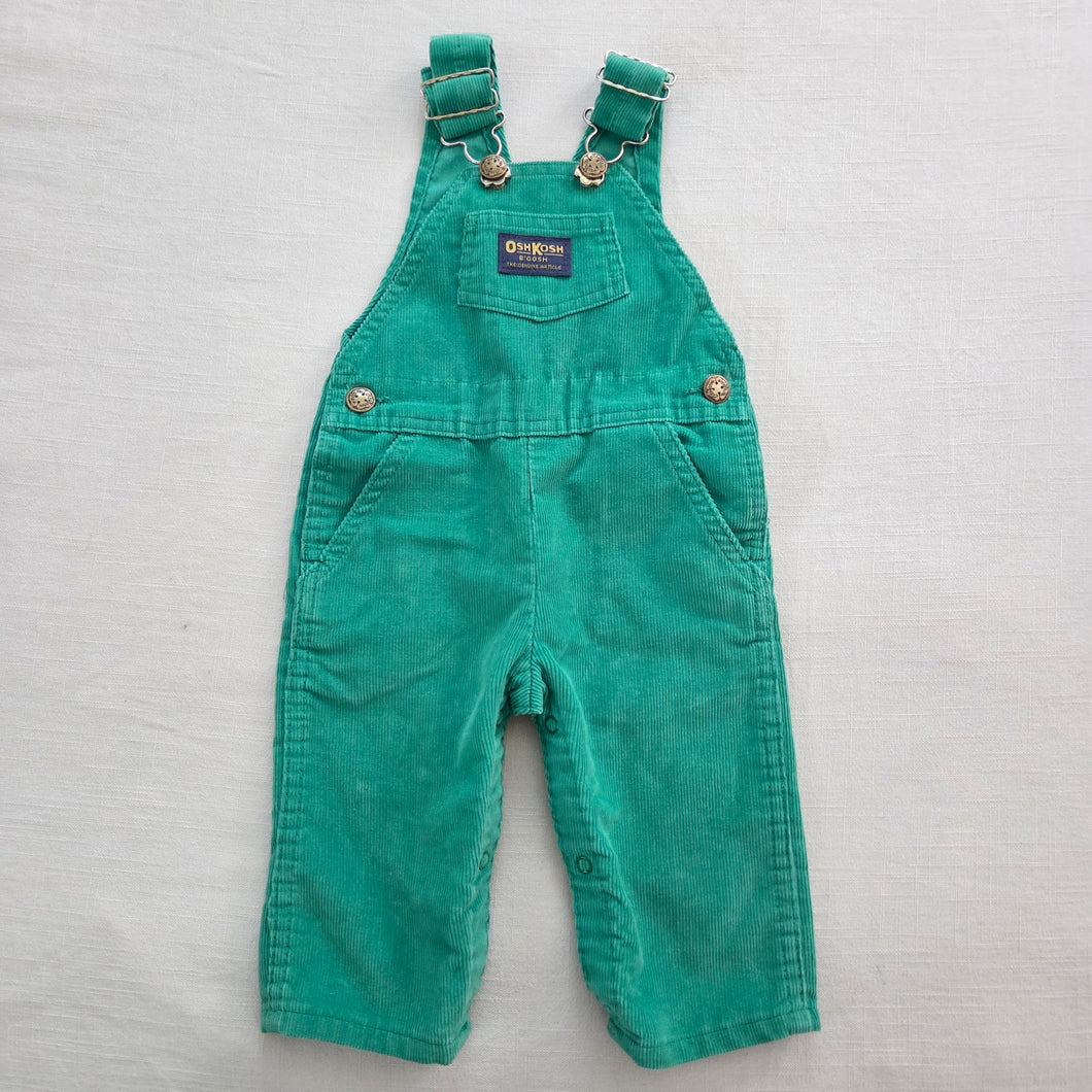 Vintage Oshkosh B'gosh Green Corduroy Overalls Baby 6-9m