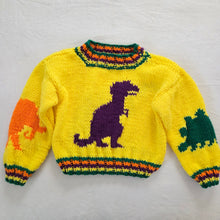 Load image into Gallery viewer, Vintage Bright Dinosaur Chunky Knit Sweater 3t
