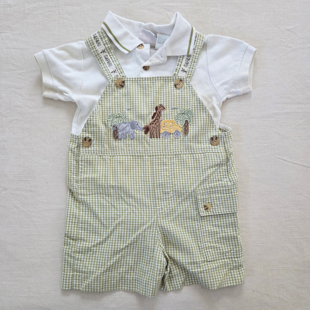 Vintage 2-Piece Safari Shortalls + Shirt Set 12-18 months