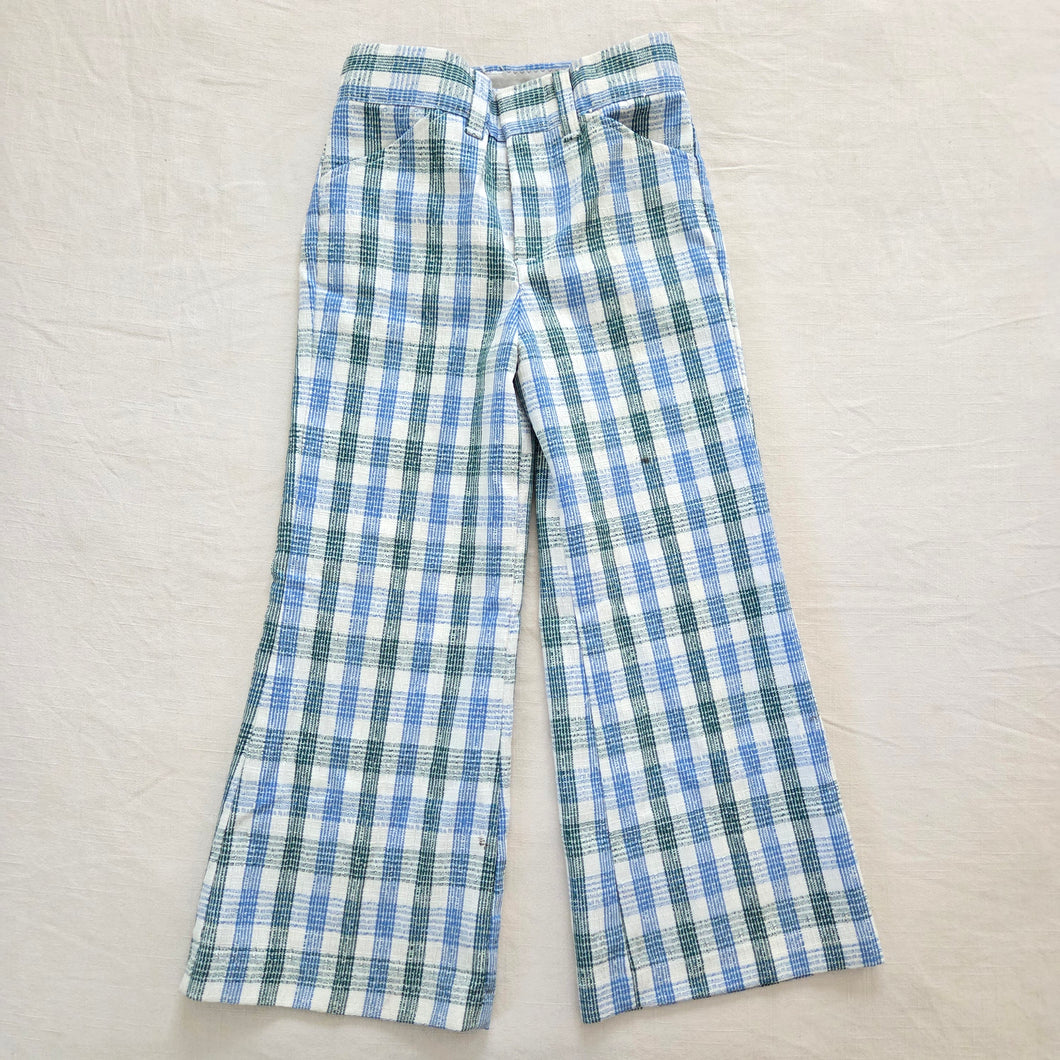 Vintage Green/Blue Plaid Flared Pants kids 6/7